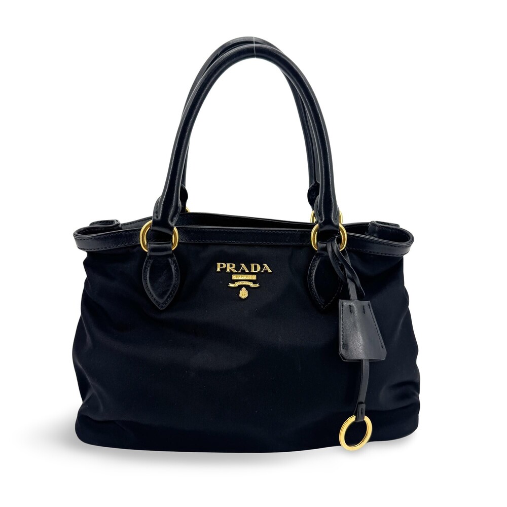 Prada Convertible Top Handle Tessuto with Vernice Saffiano Leather Small